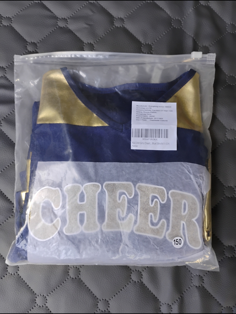 GIRLS CHEER OUTFIT NAVY BLUE AND GOLD SIZE 11/12 YOUTH HALLOWEEN COSTUME SPIRIT - Picture 6 of 6